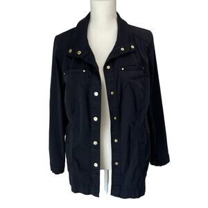 CHICO'S Jacket Size 1 Or US 8 Black Lightweight Cargo Jacket Travel Casual